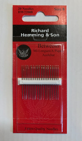 Richard Hemming Needles - Betweens Size 8 - Made in England