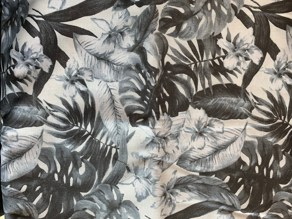 Gray Leaves & Plants Monstera - Mod Tropics - by Paintbrush Studio 100% Cotton Fabric
