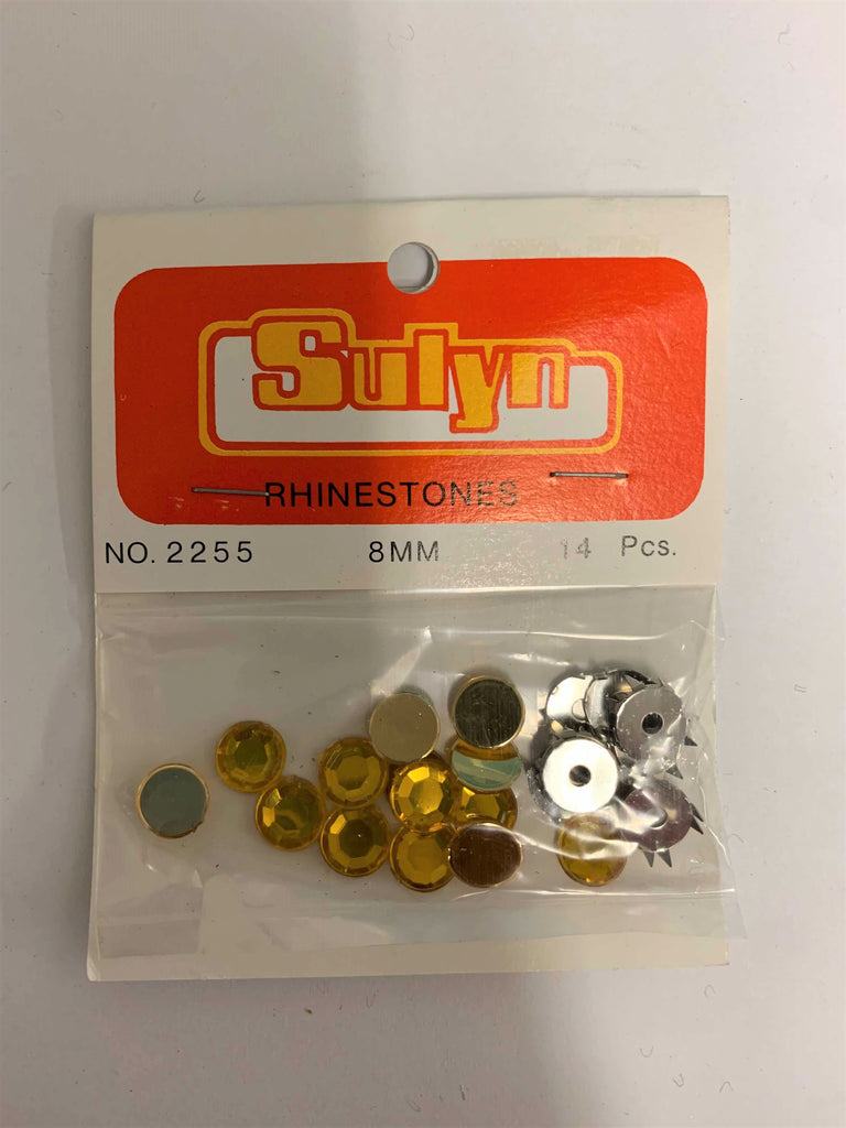 Yellow Rhinestones - 8 mm - 14 Pieces - Sulyn Industries