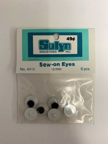Sew On Eyes - 12 mm - 6 Pieces - Sulyn Industries