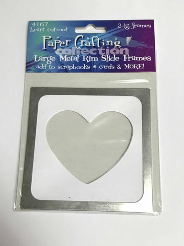 Heart Cut Out Large Metal Rim Slide Frames - 2 frames per pack