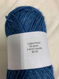 Cotton/Wool Blend Yarn - Blue