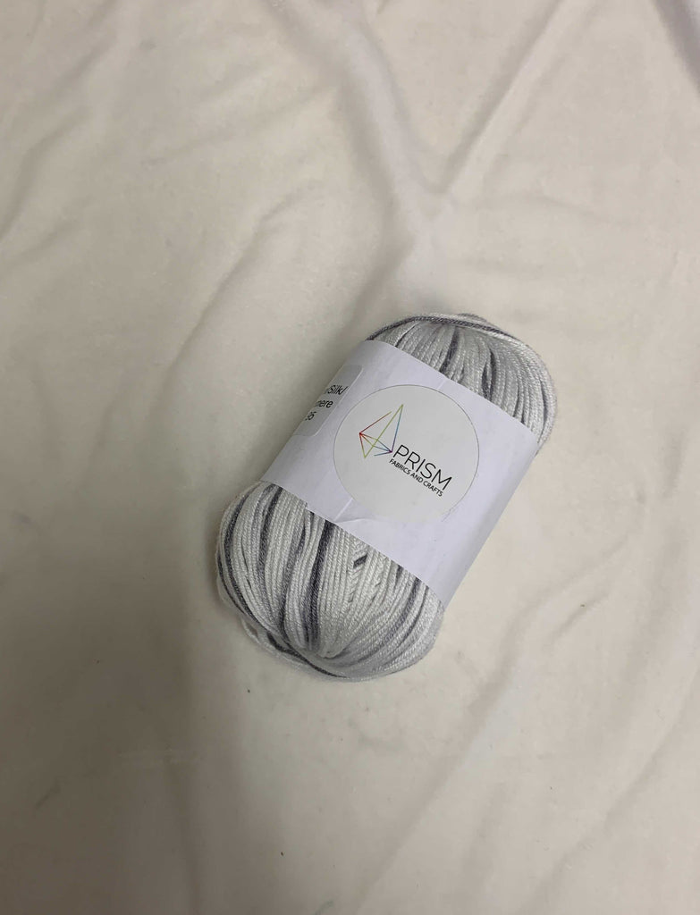 Cotton/Silk/Cashmere Blend Yarn - Variegated White & Grey