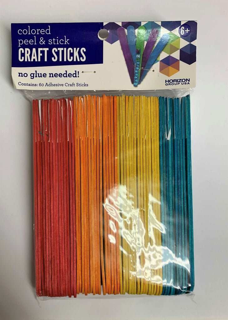 Colored Peel & Stick Craft Sticks - 60 per pack