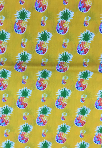 Pineapples on Yellow - Poly/Cotton Broadcloth Fabric