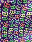 Smiling Cats on Purple - Poly/Cotton Broadcloth Fabric