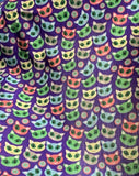 Smiling Cats on Purple - Poly/Cotton Broadcloth Fabric
