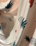 Pineapples on White - Faux Silk Charmeuse Satin Fabric