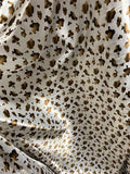 Brown & White Cow Spots - Faux Silk Charmeuse Satin Fabric