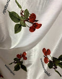 Cherries on White Spots - Faux Silk Charmeuse Satin Fabric
