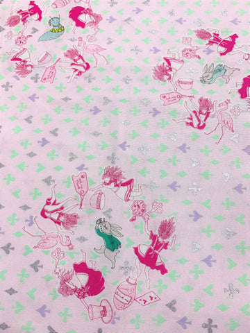 Down the Rabbit Hole on Pink - Kokka Japan Cotton Fabric