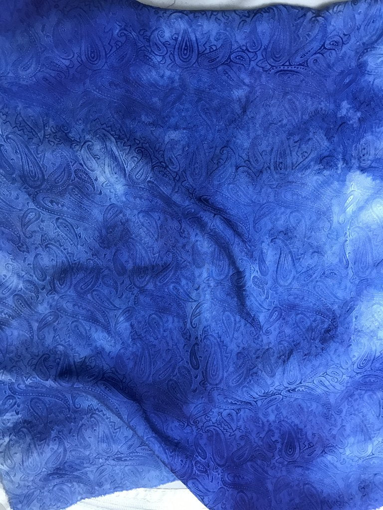 Lapis Blue Paisley - Hand Dyed Silk Jacquard