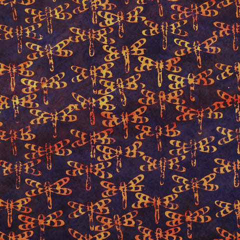 Lava Tube Dragonflies - Indigenous Blanket - Batik by Mirah Cotton Fabric