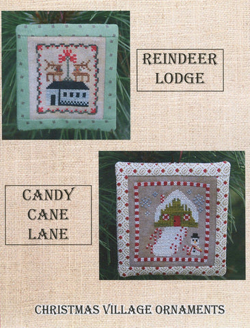 Christmas Village Ornaments Reindeer Lodge & Candy Cane Lane - Cross Stitch Pattern