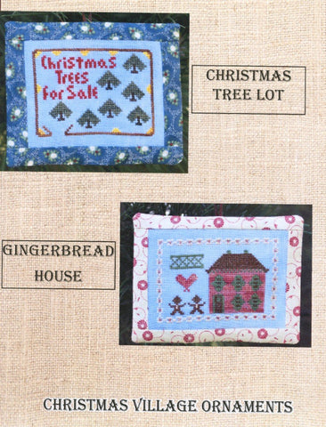 Christmas Village Ornament Christmas Tree Lot & Gingerbread House - Cross Stitch Pattern