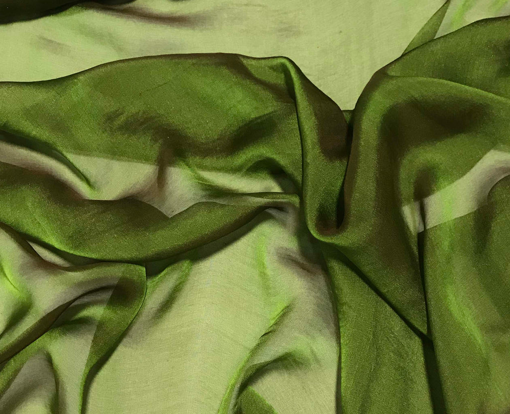 Leaf Green - Iridescent Silk Chiffon