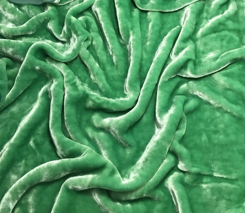 Light Kelly Green - Hand Dyed Very Plush Silk Velvet