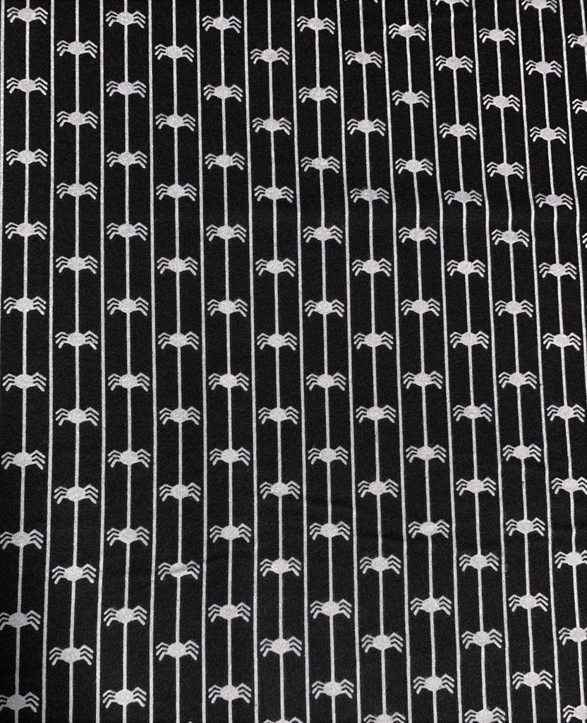 Flannel Spider Stripe on Black - Happy Jacks & Friends - Maywood Studio Cotton Flannel Fabric