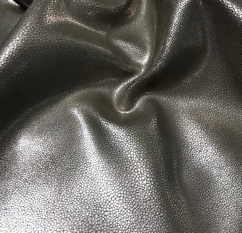 Metallic Pewter Bubbles - Cow Hide Leather