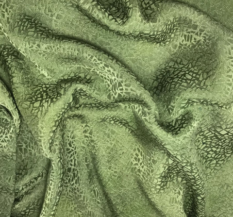 Moss Green Pebbles - Hand Dyed Silk Jacquard