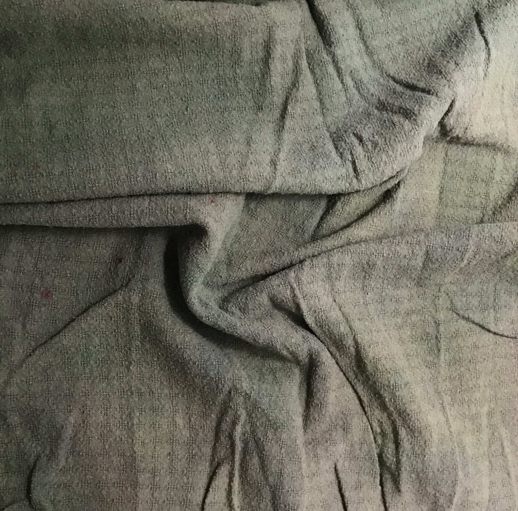 Moss Green - Hand Dyed Checkered Weave Silk Noil 1/4 Yard x 54"