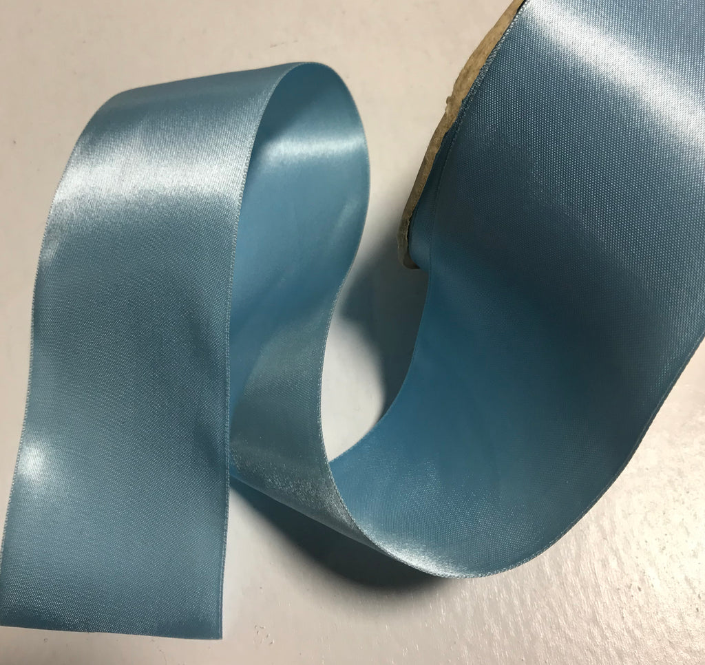 New Turquoise 2 1/4" Vintage Grayblock Double Faced Satin Ribbon