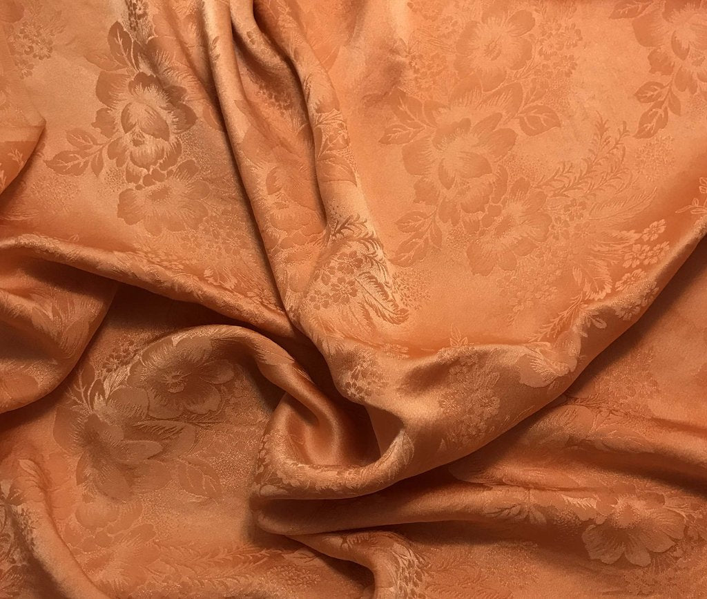 Orange Sherbet Floral - Hand Dyed Silk Jacquard