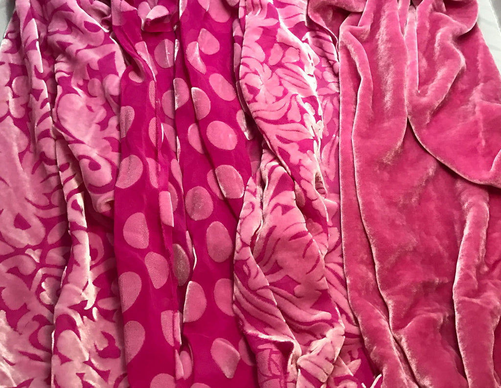 Orchid Pink Sample Set - Hand Dyed Silk Velvet - 1/4 Yard x 45" Each