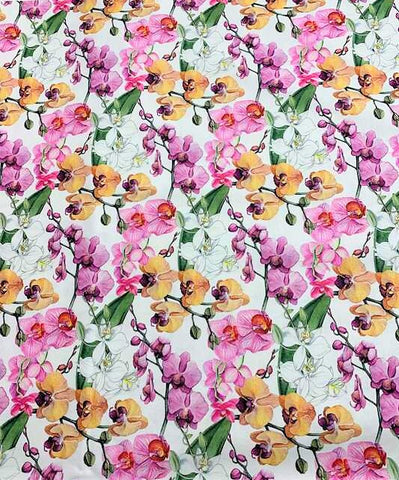 Orchids on White - Orchids In Bloom - by Michel Design Works for Northcott Cotton Fabric