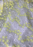 Yellow & White Floral Embroidered Organza Fabric
