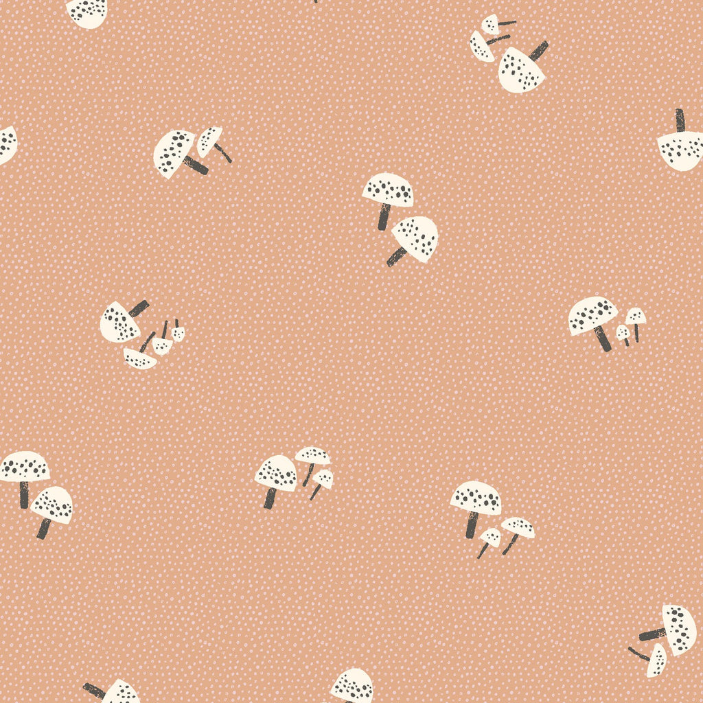 Dreaming of Peach Mushrooms - Clothworks by Rebecca Jones Cotton Fabric