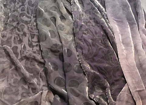 Pearl Gray Sample Set - Hand Dyed Silk Velvet - 1/4 Yard x 45" Each