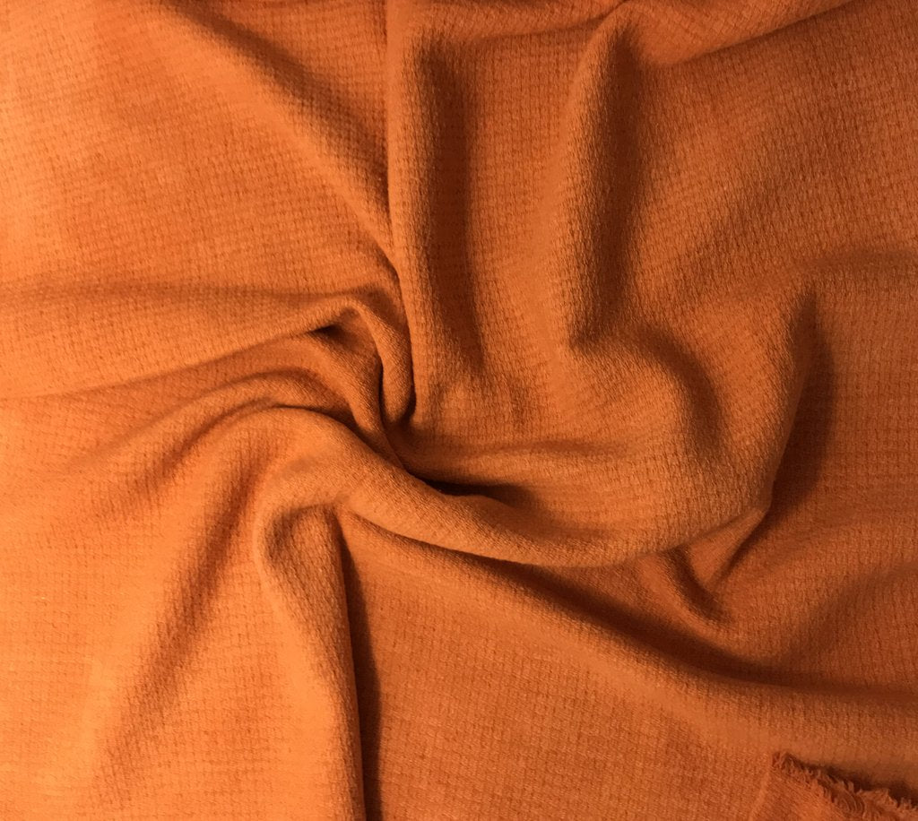 Persimmon Orange - Hand Dyed Squares Weave Silk Noil