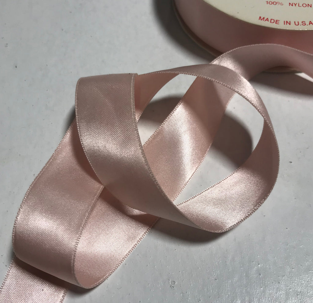 Pink 7/8" Vintage Grayblock Double Faced Satin Ribbon