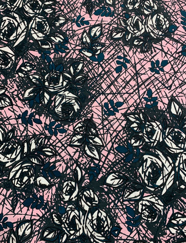 Rough Sketch - Pink Smoke Rose Batik - Banyan Batiks Fabric