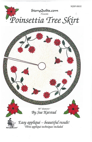 Poinsettia Tree Skirt Pattern - Story Quilts Patterns