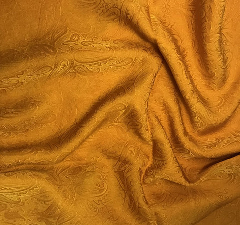 Poppy Orange Paisley - Hand Dyed Silk Jacquard