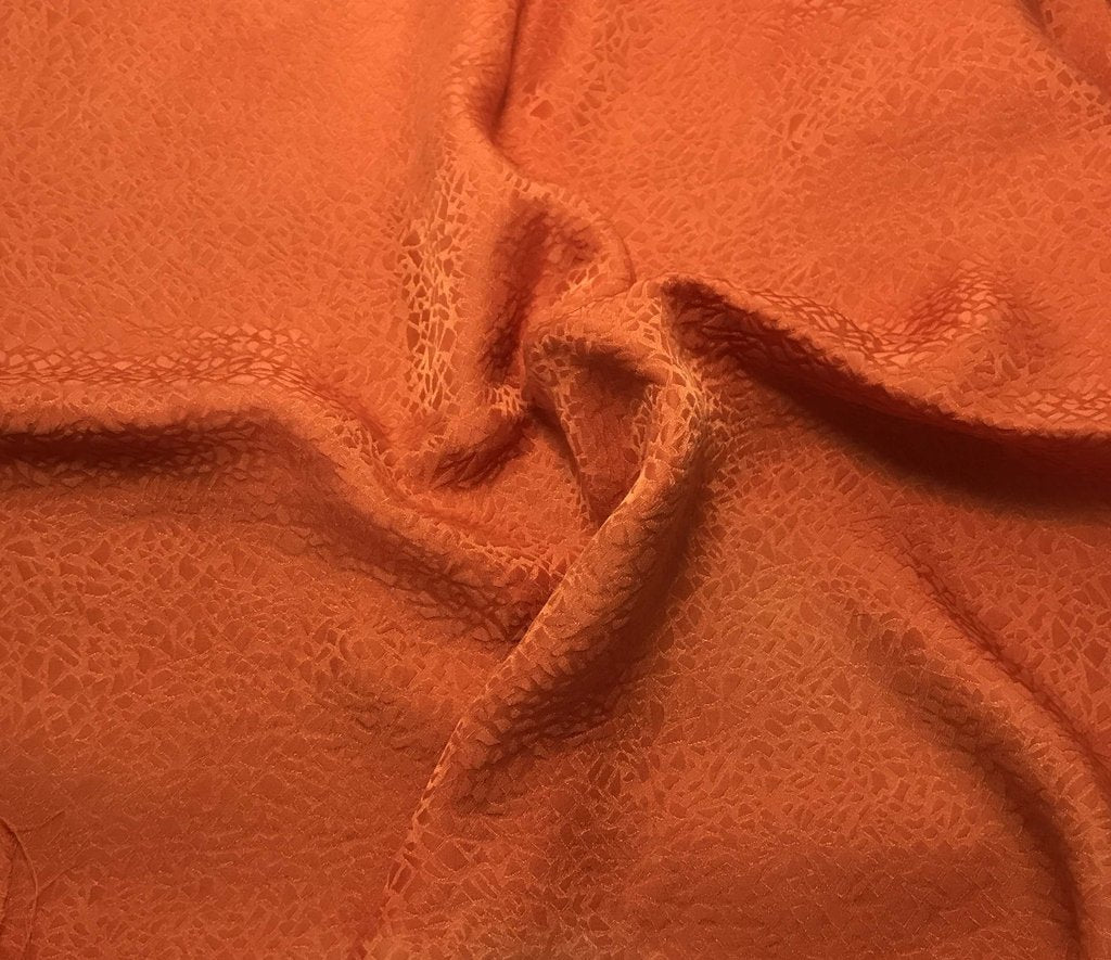 Pumpkin Orange Pebbles - Hand Dyed Silk Jacquard
