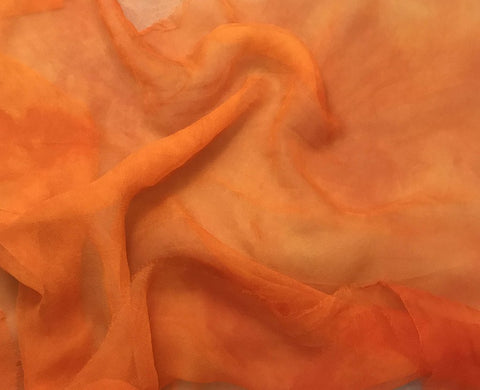 Pumpkin Orange - 3mm Hand Dyed Silk Gauze Chiffon