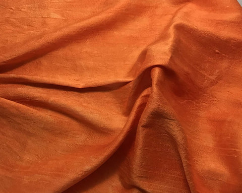 Pumpkin Orange - Hand Dyed Silk Dupioni