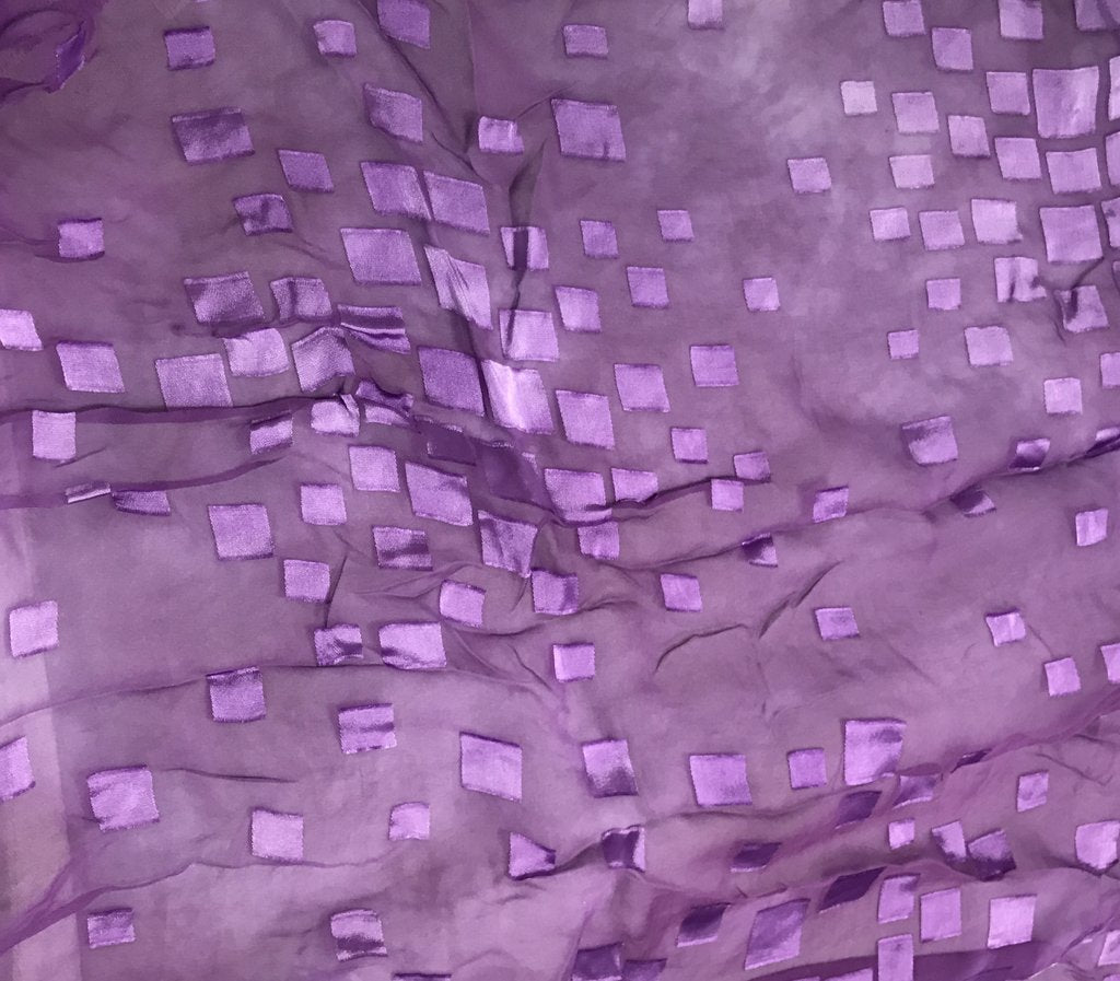 Purple Squares - Burnout Devore Silk Satin