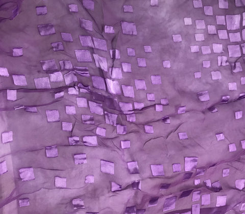 Purple Squares - Burnout Devore Silk Satin
