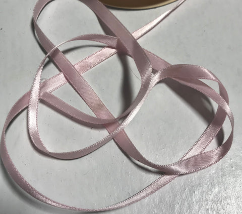 Real Pink 1/4" Vintage Grayblock Double Faced Satin Ribbon