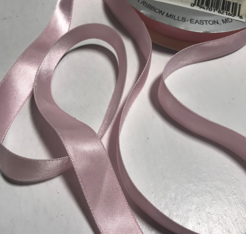 Real Pink 5/8" Vintage Grayblock Double Faced Satin Ribbon
