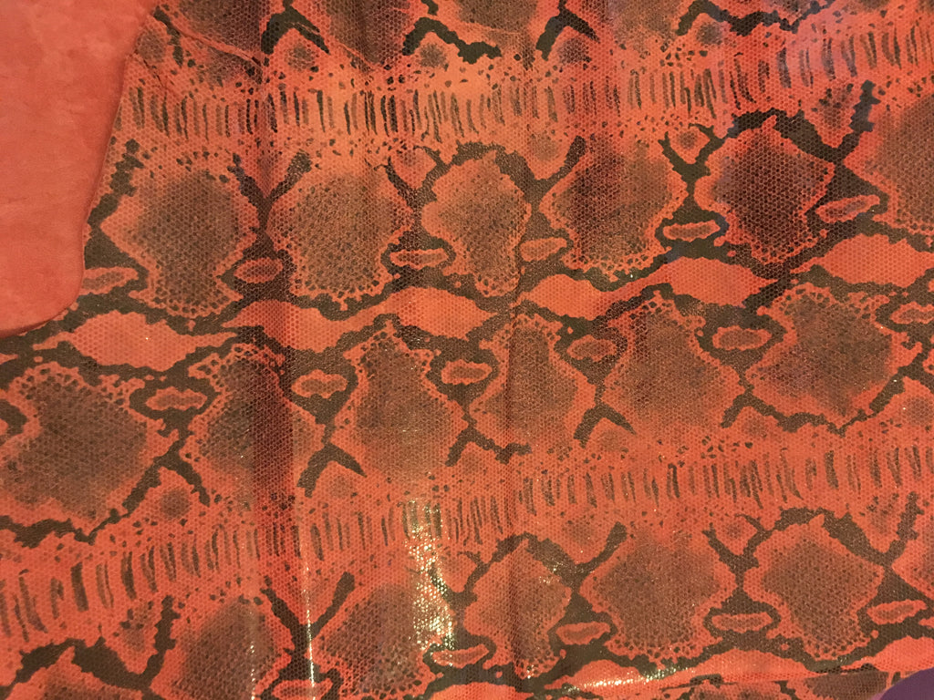 Red Snakeskin - Lambskin Leather