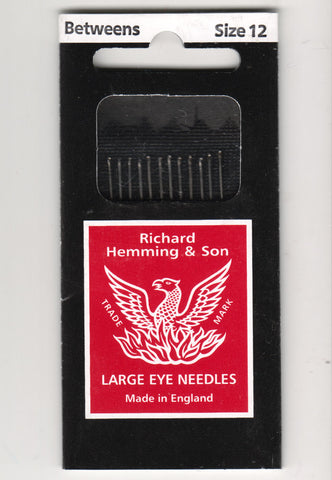 Richard Hemming Needles - Betweens Size 12 - Made in England