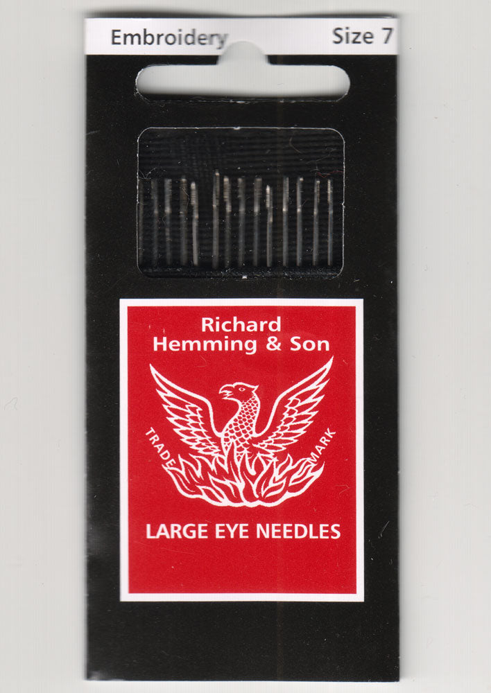 Richard Hemming Needles - Embroidery Size 7 - Made in England