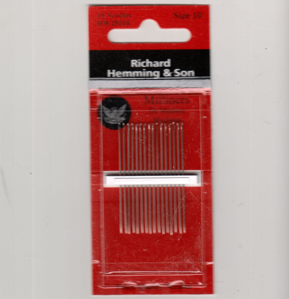 Richard Hemming Needles - Milliners Size 10 - Made in England