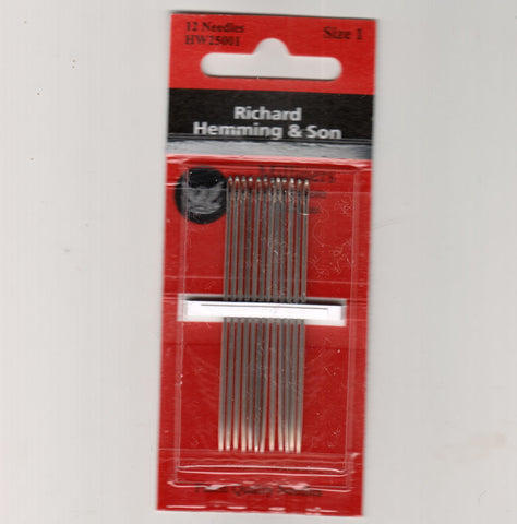 Richard Hemming Needles - Milliners Size 1 - Made in England