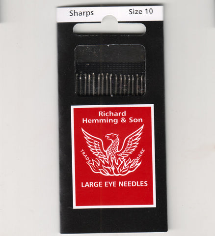 Richard Hemming Needles - Sharps Size 10 - Made in England